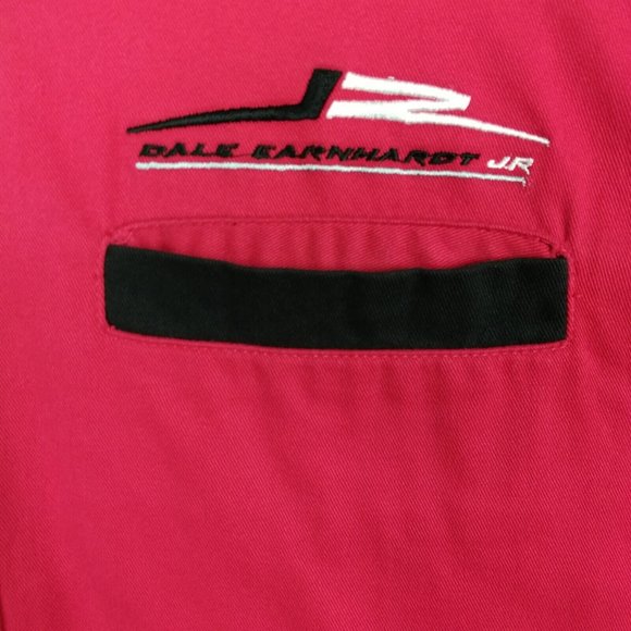 Dale‎ Earnhardt Jr Mens Shirt Button Up Chase Authentics Red Short Sleeve 8 L - Picture 8 of 15